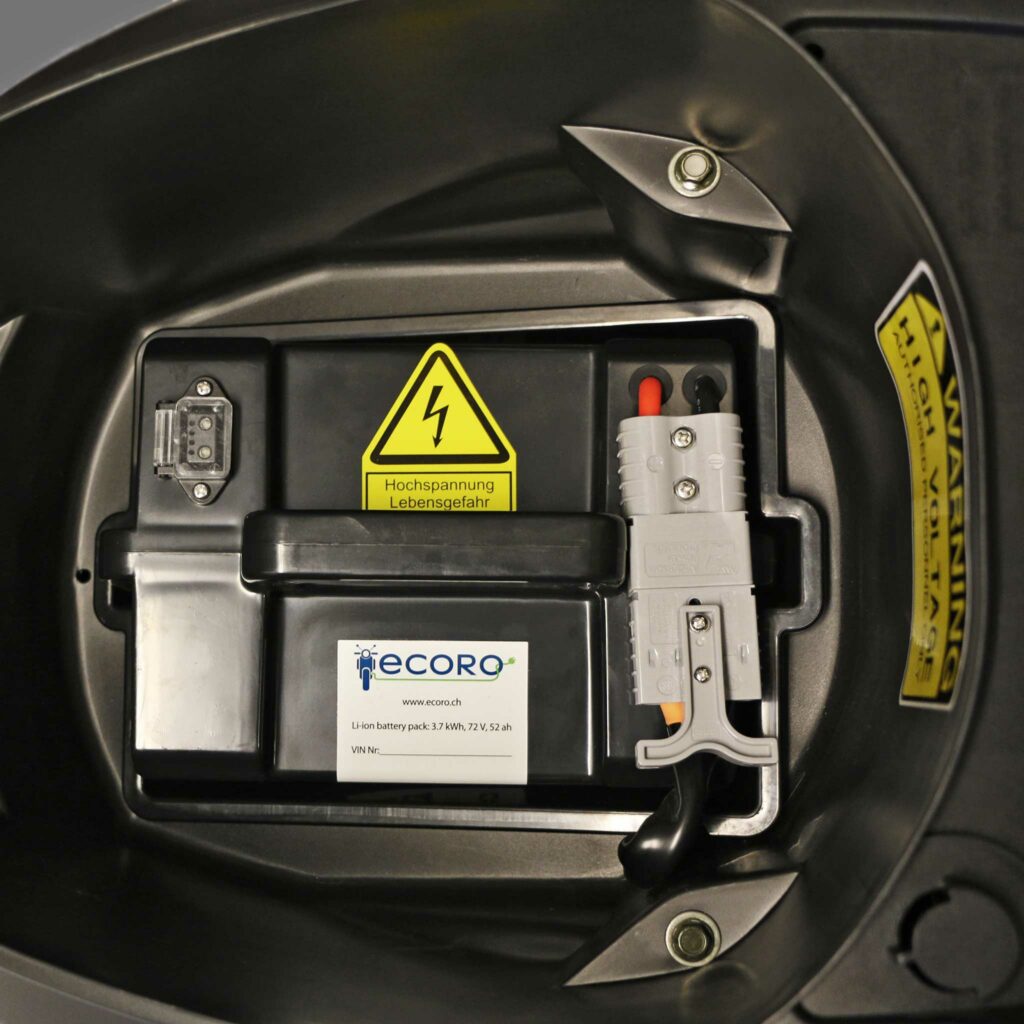 ecoro Elektroroller Syra 90 Produktfoto Details Produktgalerie Akkufach Li-Ion-Batterie Box